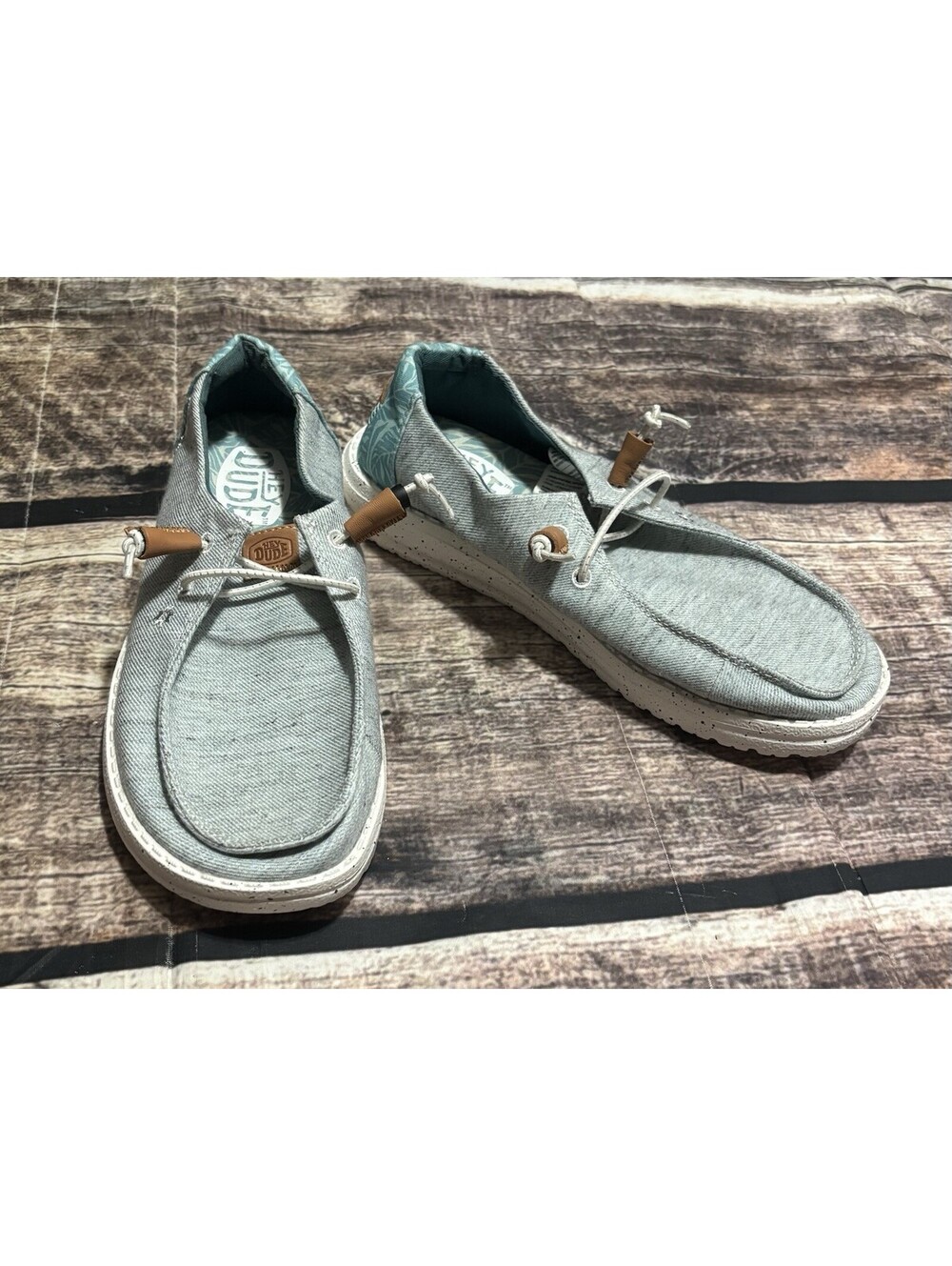 Hey Dude Shoes Womens Size W7 Wendy Heathered Slub Tropical Slip On